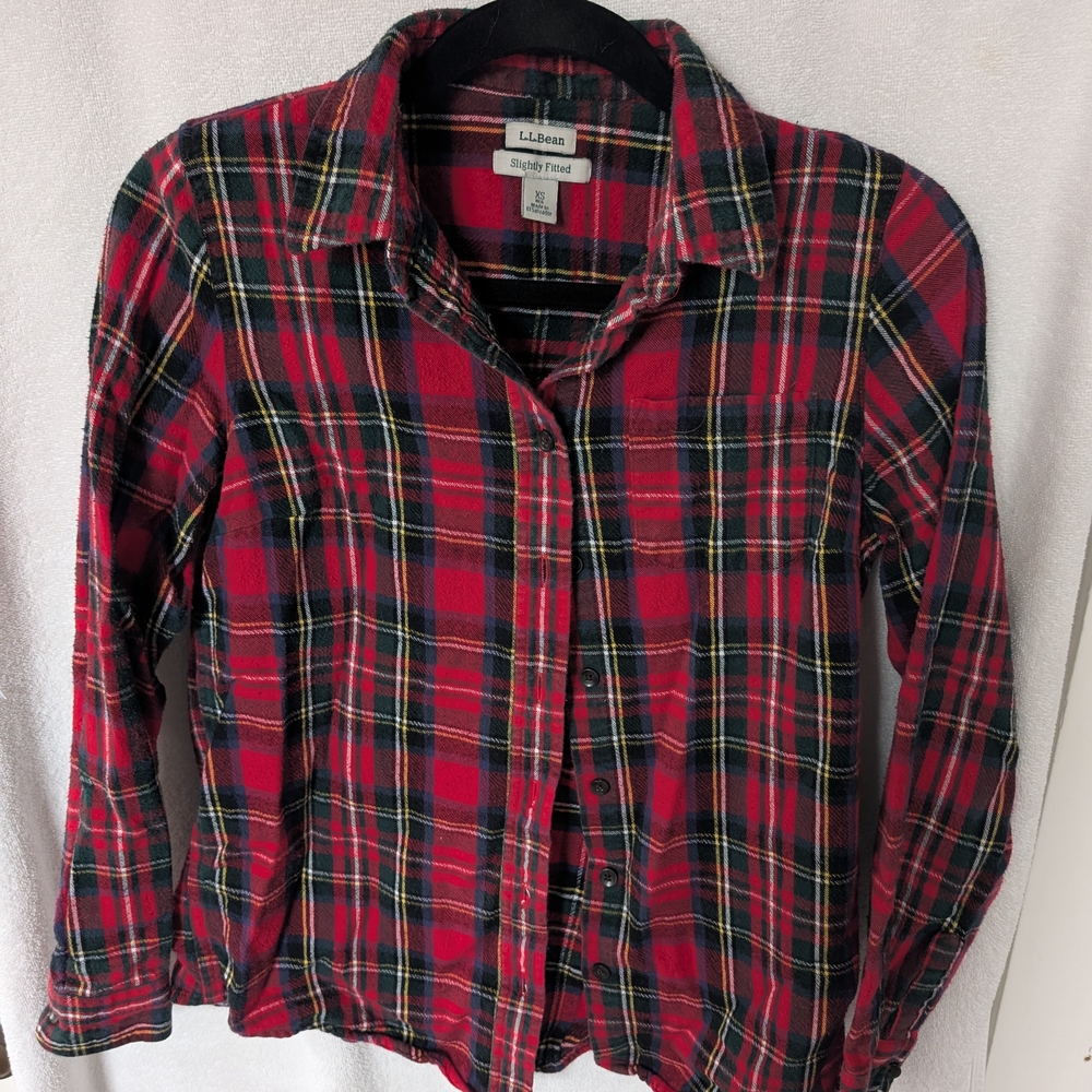 L.L.Bean Red Plaid Flannel Shirt